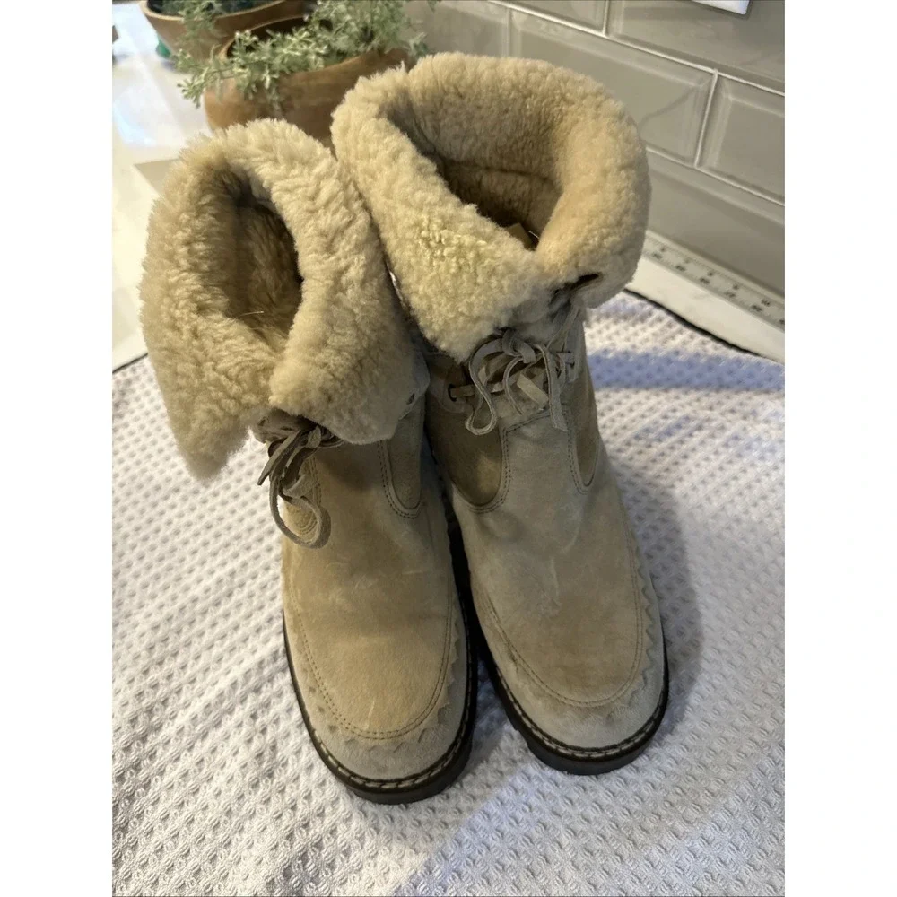 Blondo Canada VTG Genuine Shearling Waterproof Winter Boots Tan  Women's SZ 8B